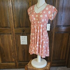 Floral Salmon Dress